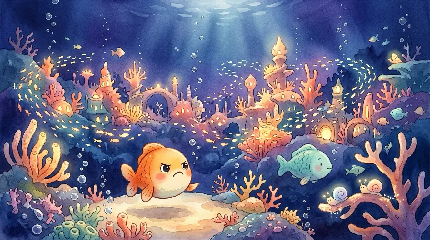 An illustrated page from THE GRUMBLE FISH